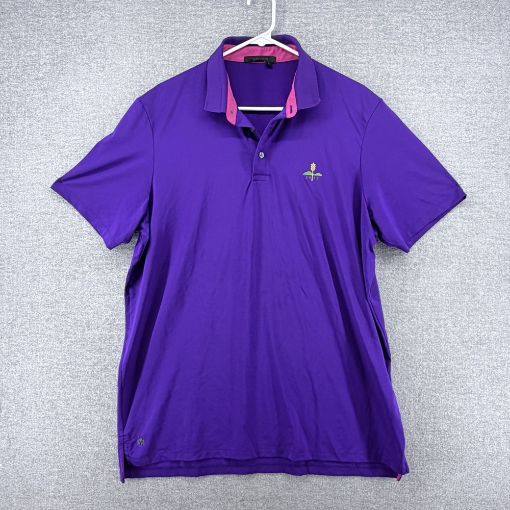 Greyson Mountain Ridge Country Club Golf Polo Shirt Men Size Large Purple